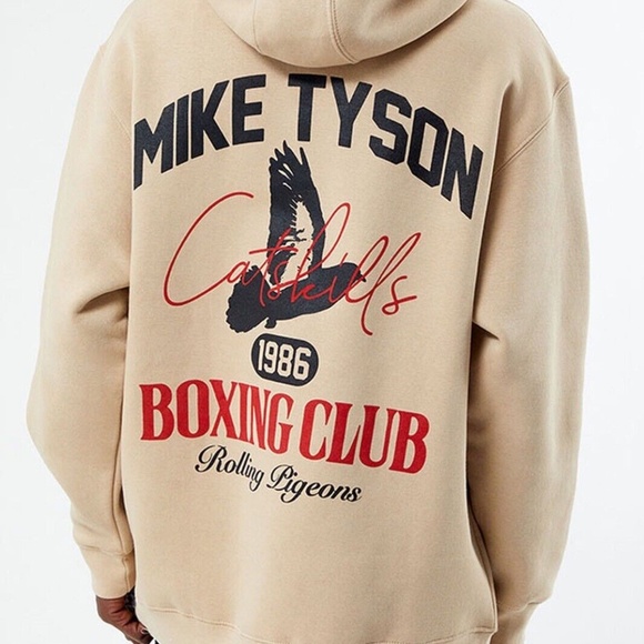 New PacSun x Mike Tyson Boxing Club Hoodie Men’s Sz Medium Cream/Black/Red *RARE - Picture 1 of 5